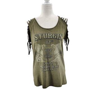 NWT E'Go USA Designs Sturgis 82nd Motorcycle Ralley 2022 Green Top Small